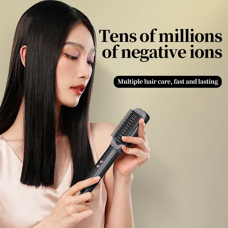 New Model Hot Sale Neagative Hair Straightener Comb Ionic Brush Anti Scald Static Straightener And Curler 2 in 1 Hair Iron