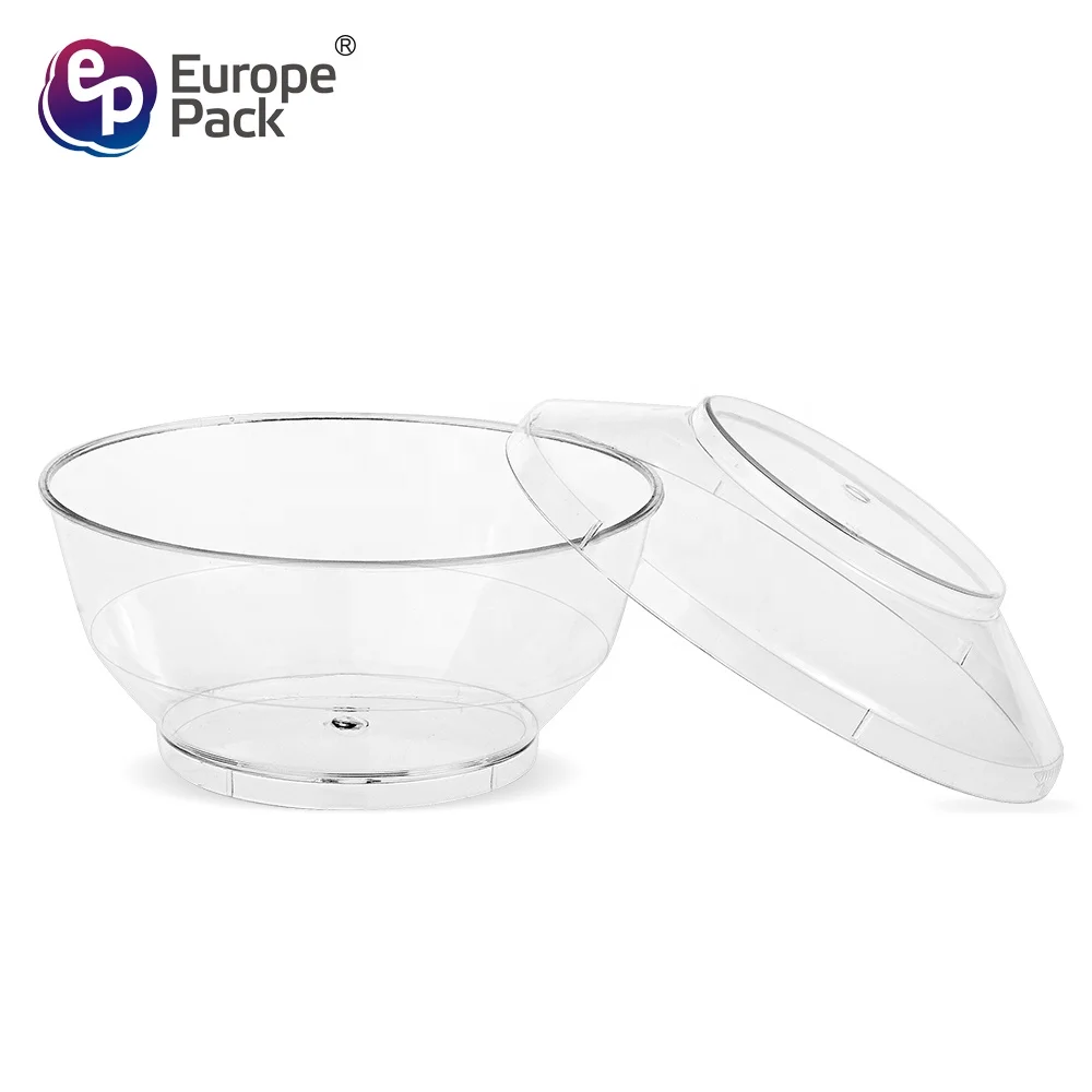 Dessert supplies disposable clear round design ice cream bowl bowl with lid
