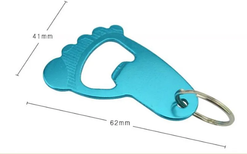 HXY best sale foot shape aluminum keychain bottle opener wedding souvenir key ring bottle opener for promotional gift