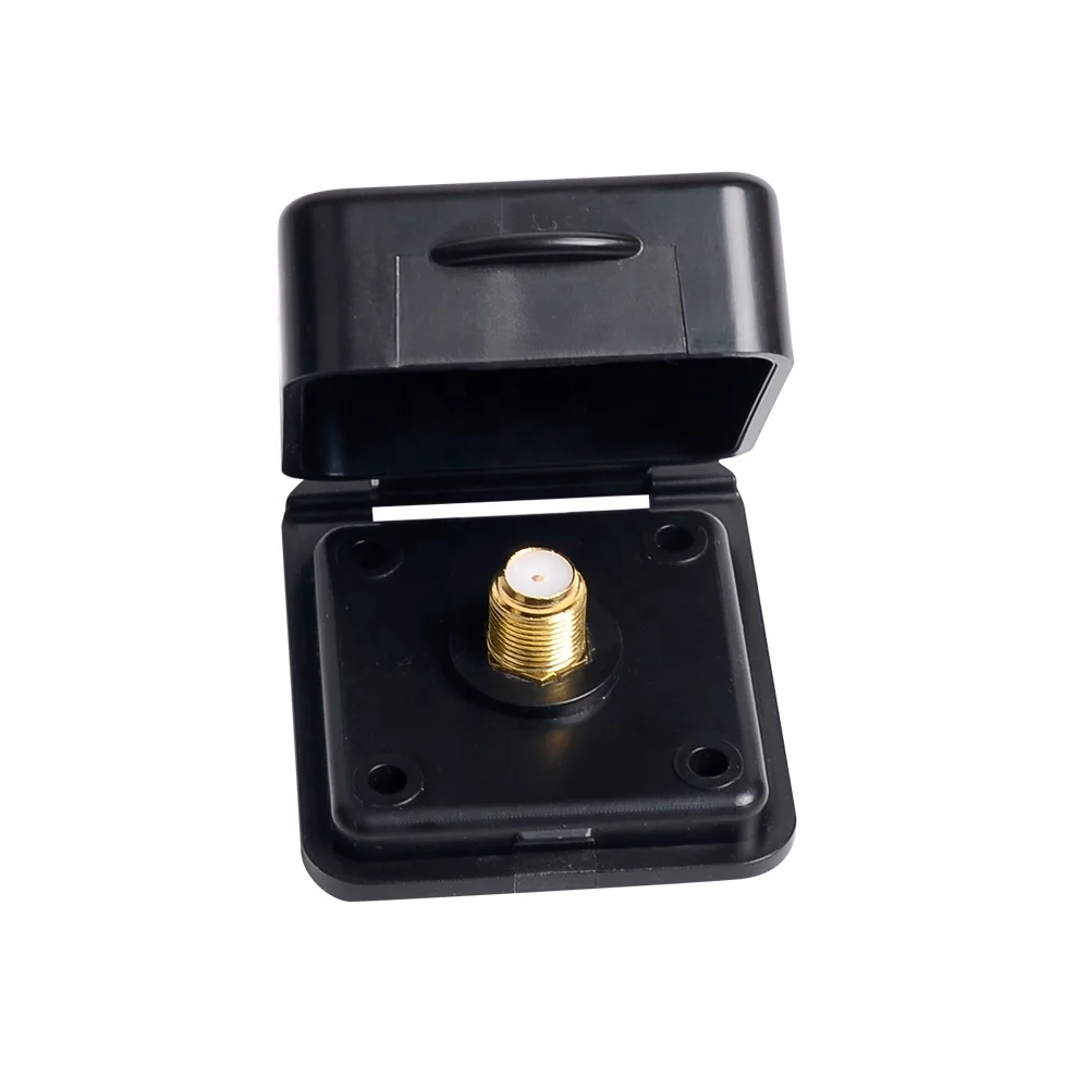 Mini TV/SAT Inlet Square with F-Type Connector, 2.3 x 2 Inch RV Cable TV Inlet Plate, Black