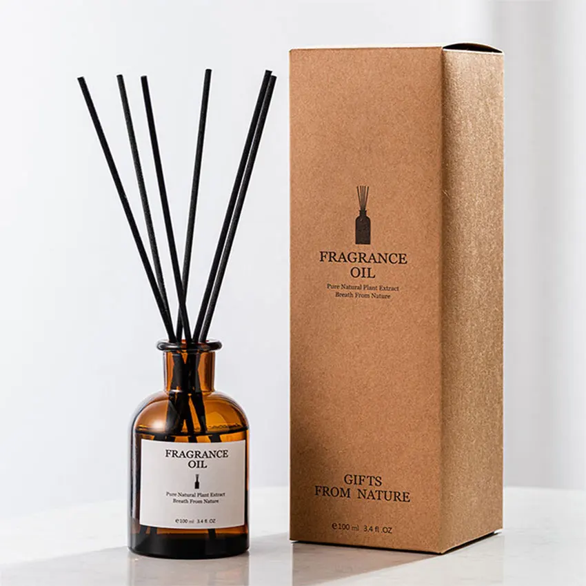 
luxury empty bottle with gift box packaging sticks glass reed diffuser 