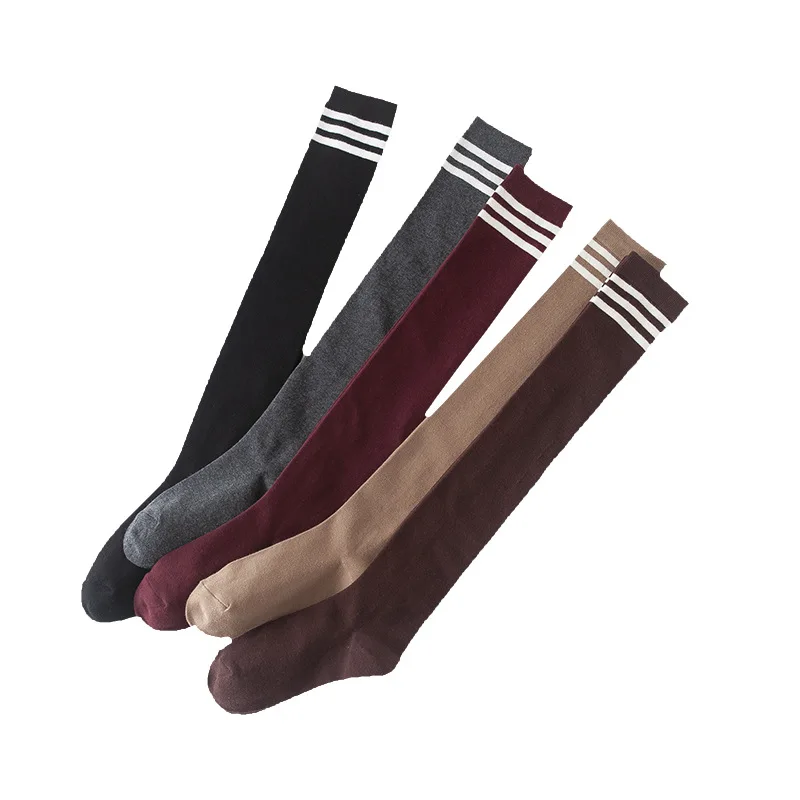 Woolen solid color knee high socks wholesale for women warm fleece leggings thick winter warm