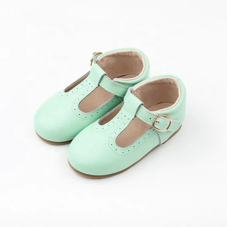 Hot Sale Fashion Spanish Baby Shoes Girls T-straps Green Baby Tbar Shoes For Spring Summer