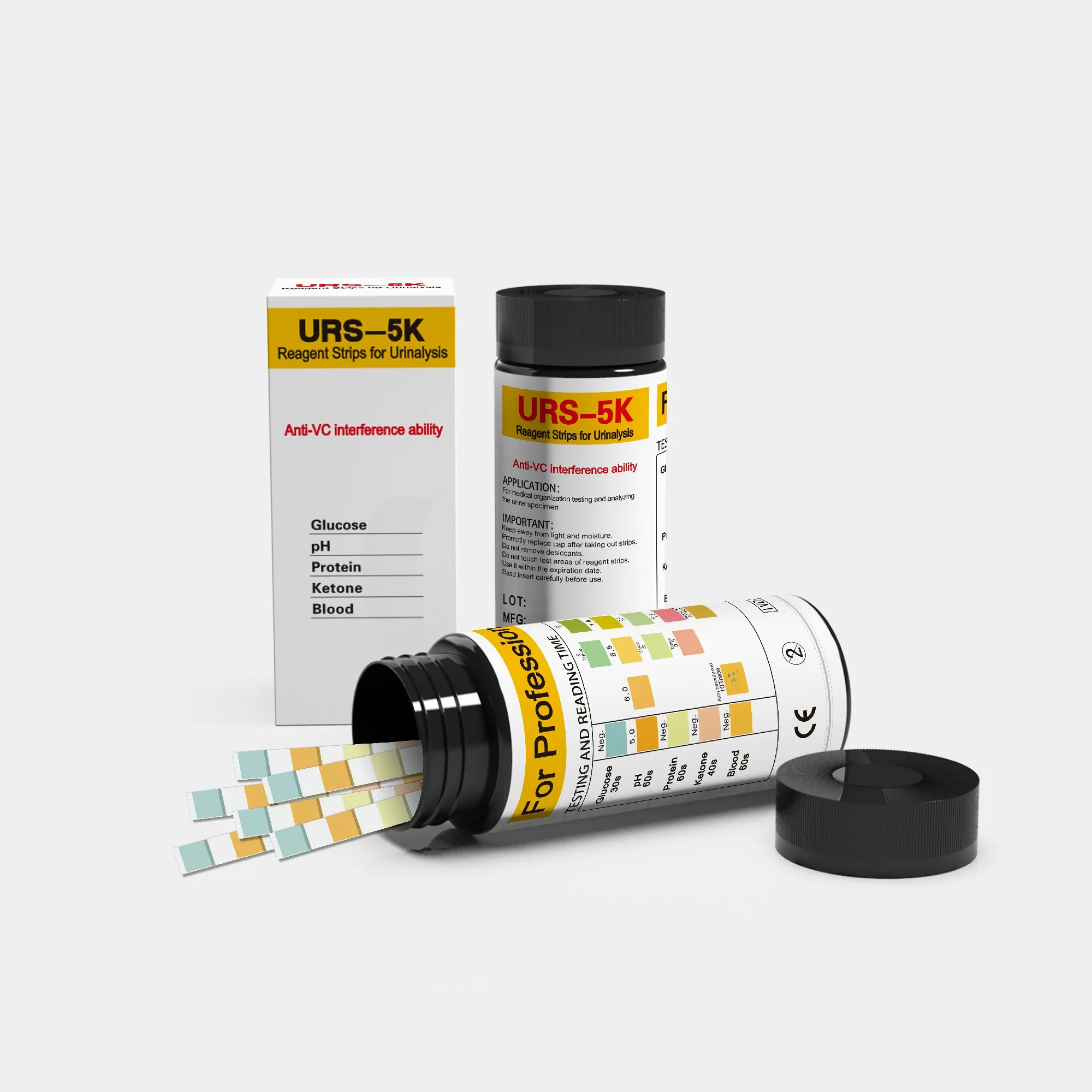 Hot Sale URS-5K Rapid Test Urine Strips 5 parameters Urine Test Kits