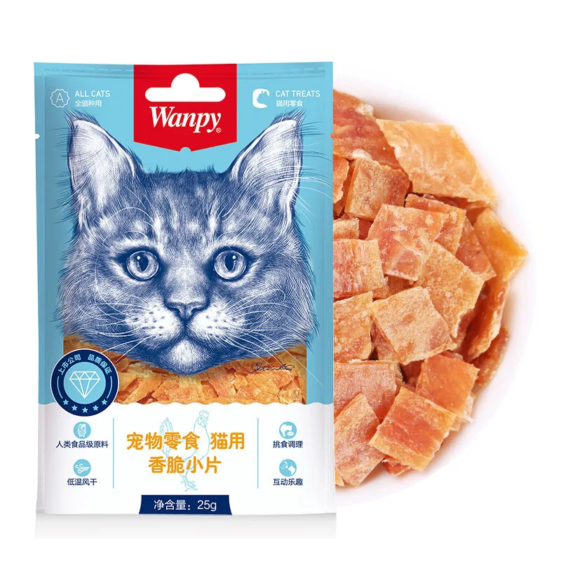 Сушеные закуски для кошек Wanpy Мягкие Куриные тертый тунец со вкусом сушеного мяса удовлетворения кошачьего желания 25 г упакованных мясных полосок корма домашних животных
