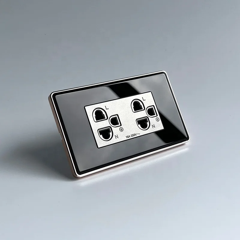 us wall socket 120 standard 250V ~ white black tempered glass VN Thai socket 16A