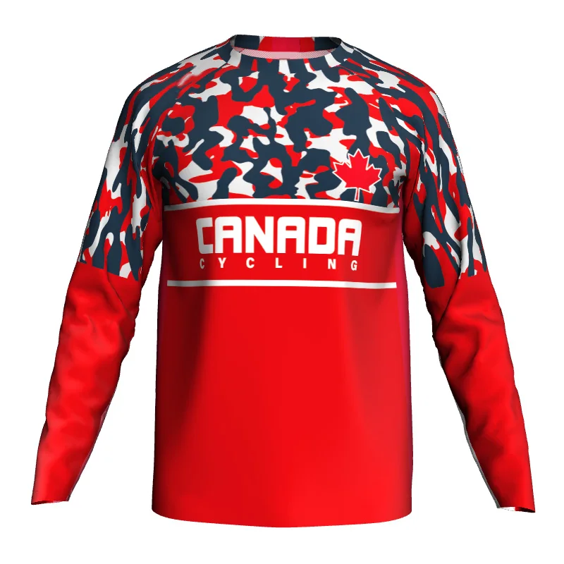 Canada New Long Motocross Shirt Downhill Cycling Jersey Tops Bicycle Wear Pro Team Race MX Off Road Mountain Red Sport Clothing