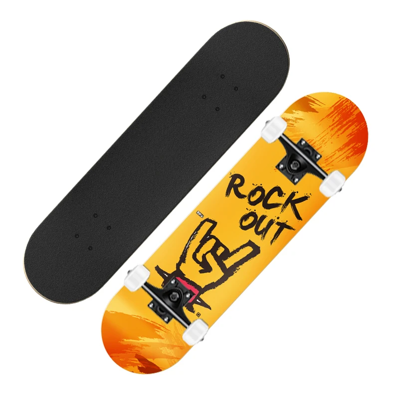 New Arrival 31*8 Inch Colorful Heat Transfer Pattern Skate Board 90A PU Wheels 7 Layer Maple Wood Double Rocker Skateboard