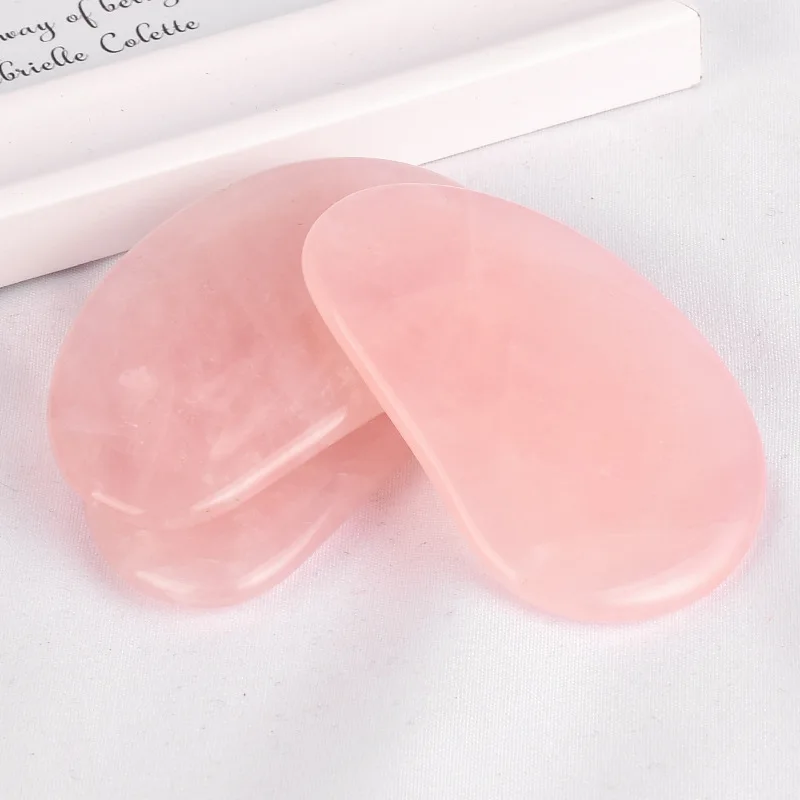 face rose quartz jade bian stone body gua sha scraping hand massage roller board lifting tool set