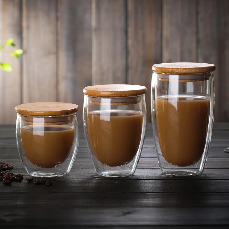 
Double Wall Glass Insulated clear glass mug Cups for tea coffee latte cappuccino 