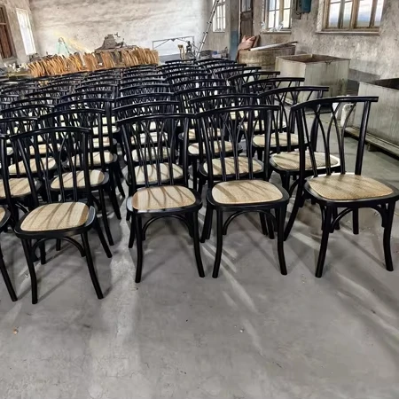 Hot Sale Luxury Wedding Wing Chair Stackable Style Wooden Vintage Twig back chair with Rattan Seat black color