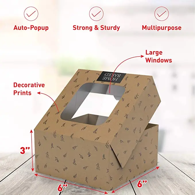 Wholesale Folding Recyclable Cheap White Packaging Kraft Paper Custom Logo High Quality Cake Paper Box With Window