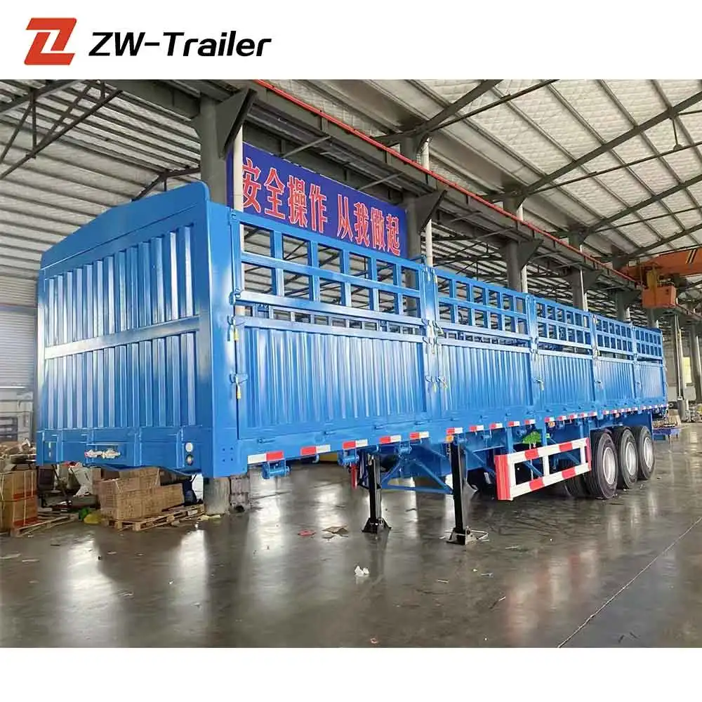 ZW Group 3 axle 80 ton fence semi trailer transport cargo fence semi trailer for Zimbabwe