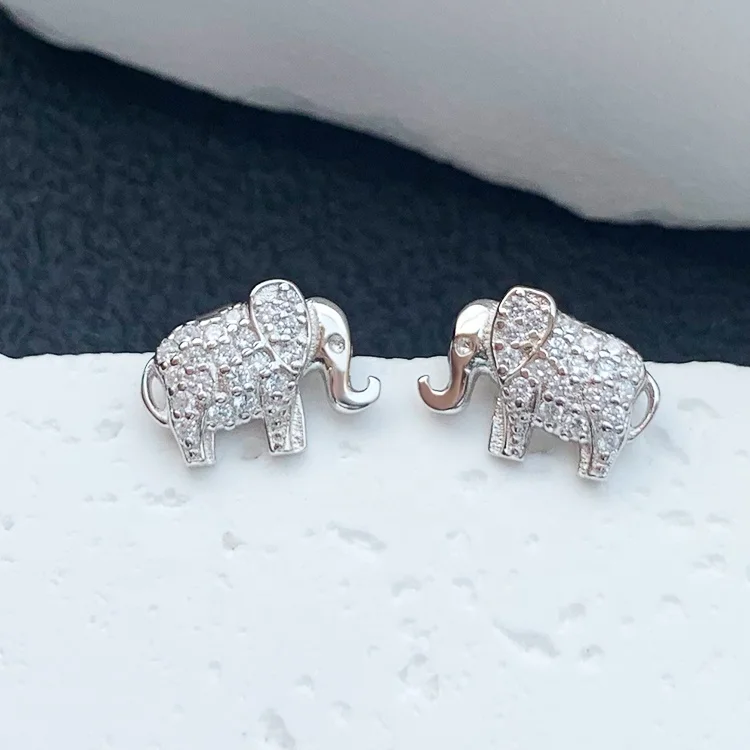 Animal Design Women Jewelry 925 Sterling Silver Elephant Stud Earrings New Fashion High Quality