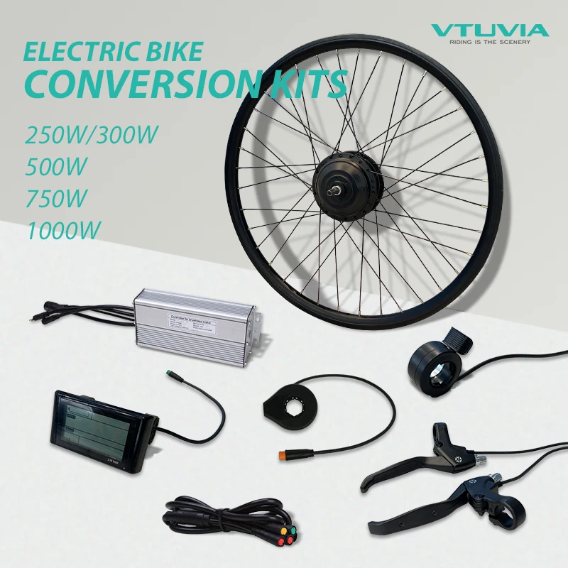 Vtuvia 36v 48v 250w 350w 750W 1000W Hub Electric Bike Kits 26 29 inch Waterproof Optional ebike wheel kits