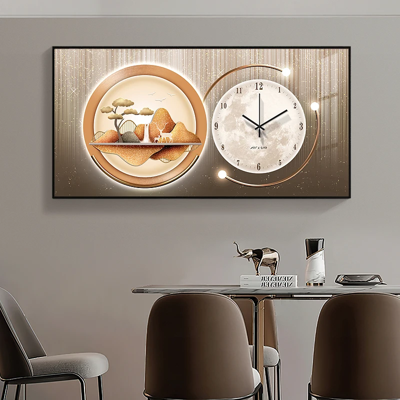 wholesale Modern Luxury Home Electric Meter Box Cover Decoration Paintings Flip upHome Hidden Switch Silent Clock Decoration