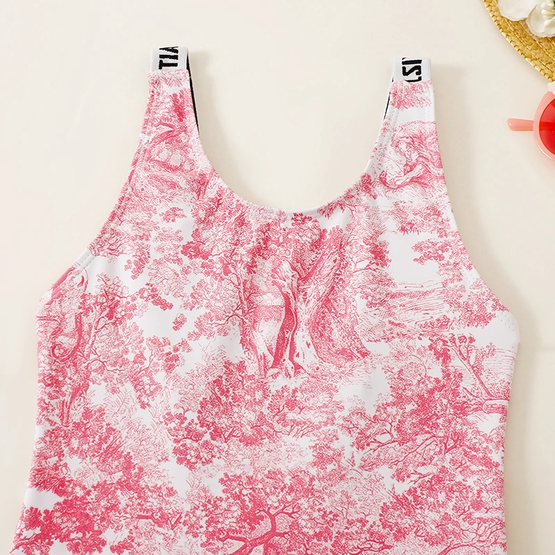 In Stock 2023 Wholesale Summer Girls Bathing Suits Swimsuit Designer Swimwear With Letters Designer Mommy And Me Kid Onesie