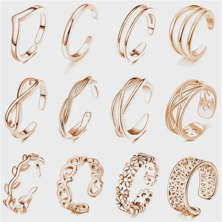 
Temperament 12 Foot Ring Women Silver Copper Plated Silver Color Preserving Electroplating Thick Silver Foot Ring 