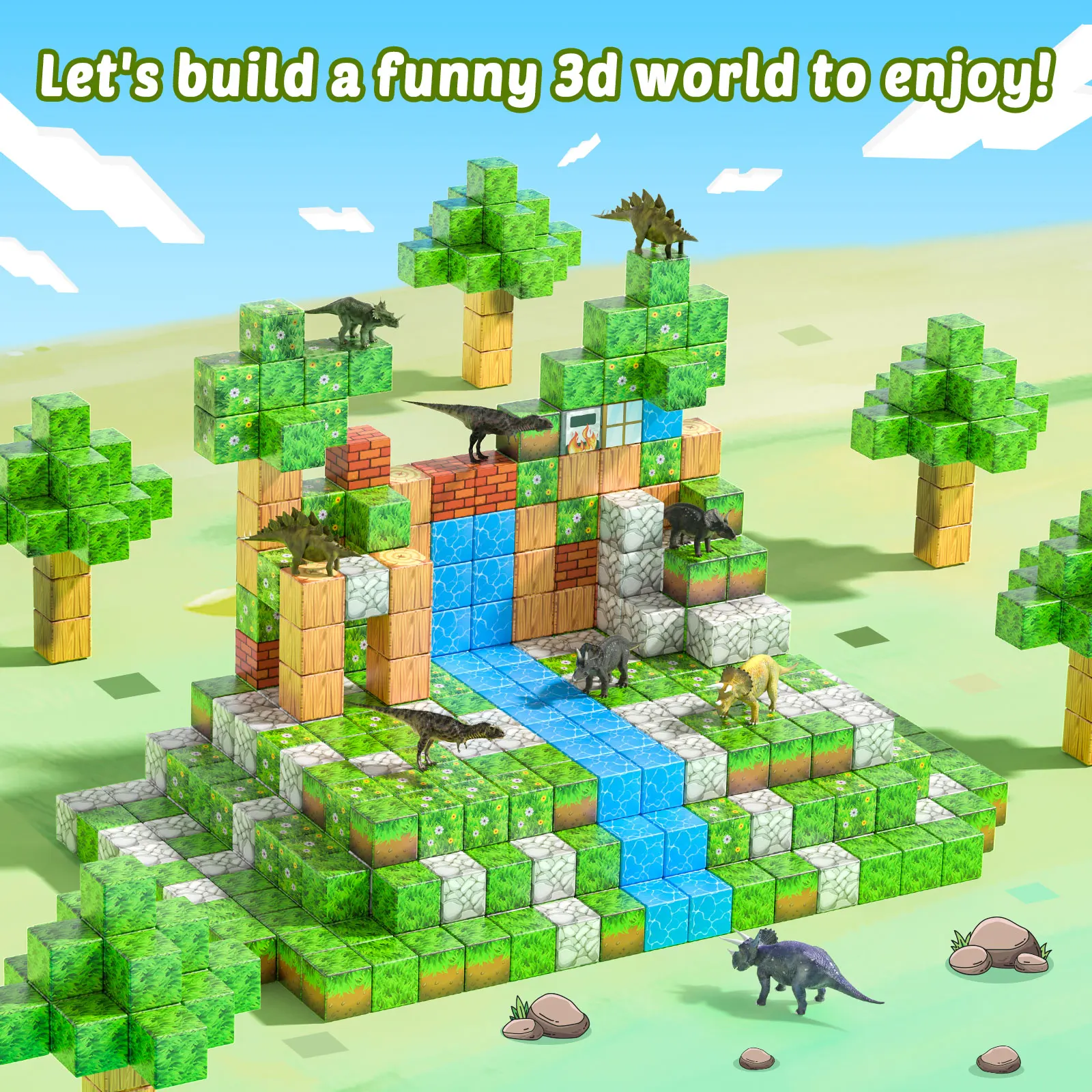 97pcs Pixel Model Cube Creative DIY Toys For Children Educational Toy Magnetic Building Blocks Birthday presents Christmas gift