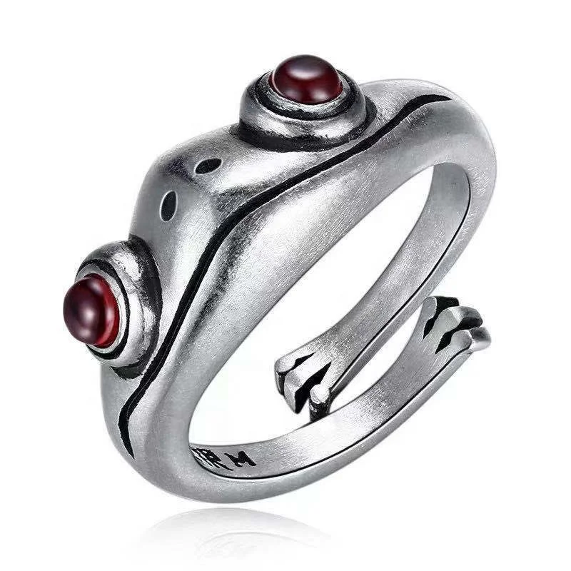 Fashion red eye frog female ring opening adjustable wholesale