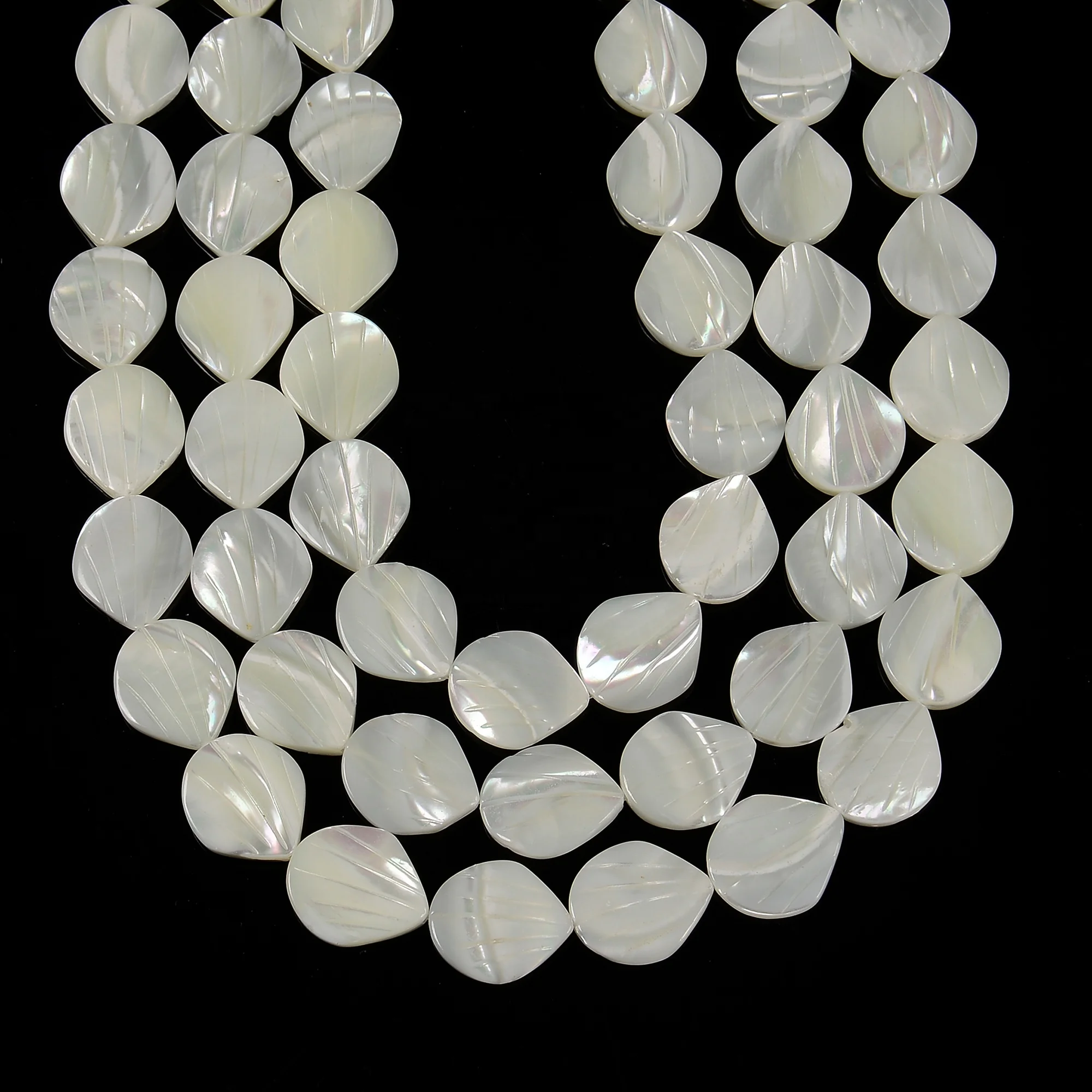 YMJ 5x12mm White Color Mother of Pearl MOP Shell Bead Bamboo Tube Scallop Teardrop Spacer Beads for Jewelry Making Bulk
