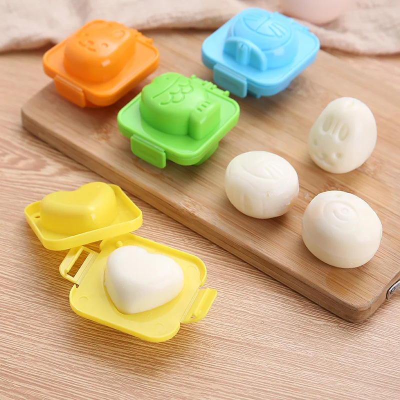 Lovely Cat Shaped Egg Mold Plastic Rabbit Bear Fish Car Star Heart Mold Cartoon Rice Wrapped Set Of 6 Mix