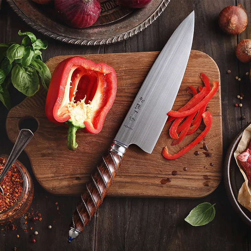 Luxury M390 Powder steel kitchen chef knife with Luxury Desert ironwood handle