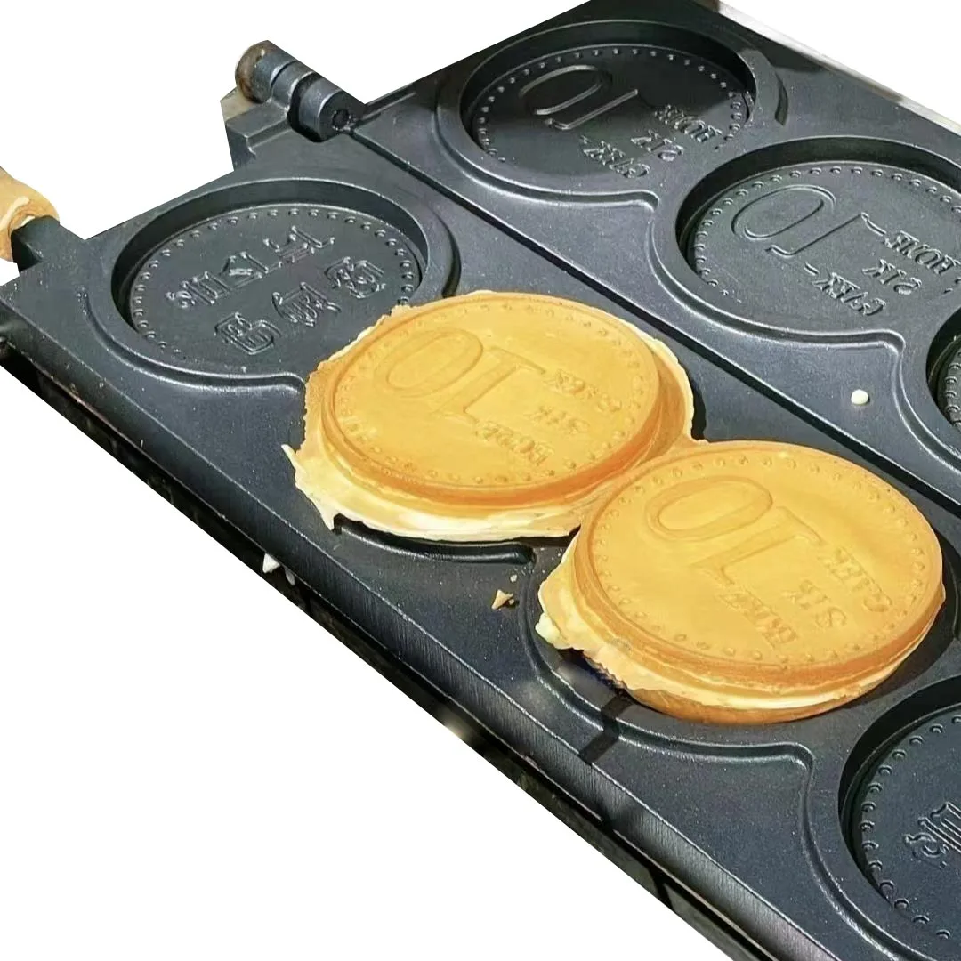 japanese commerical custom logo double gold electric gas 4pcs cake cake custom logo double 10 yen coin waffle maker