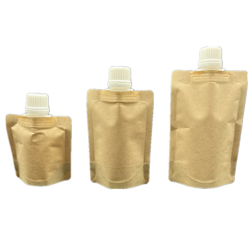 30ml 50ml 100ml 500ml 1000ml Liquid Juice eco friendly stand up kraft paper spout pouch