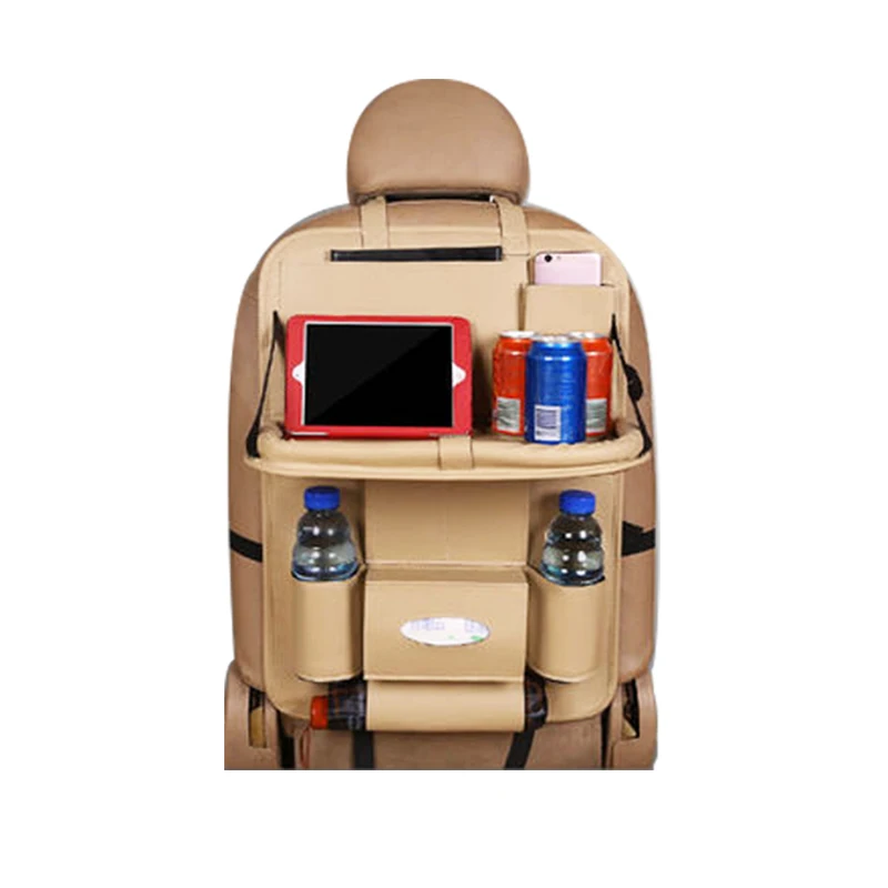 Leather Baby Car Back Seat Organizer for Kids with Tray