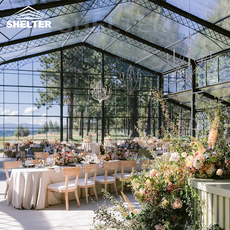 Outdoor Luxury Large Church temporary structure Orangery Glass Tent for Events Wedding Party