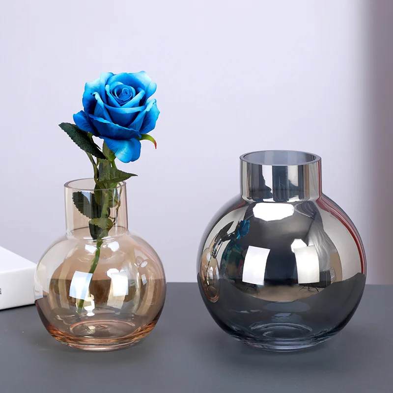 Aeofa nordic style glass & crystal vases simple bud bottle modern colorful glass vase home decor for single flowers