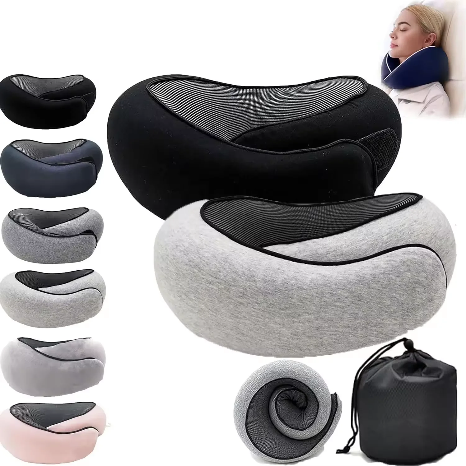 Ma In Stock Adjustable Cervical Neck Pillow For Pain Relief Foldable Aircraft Custom Neck Pillow Travel Neck Pillow For Sleep