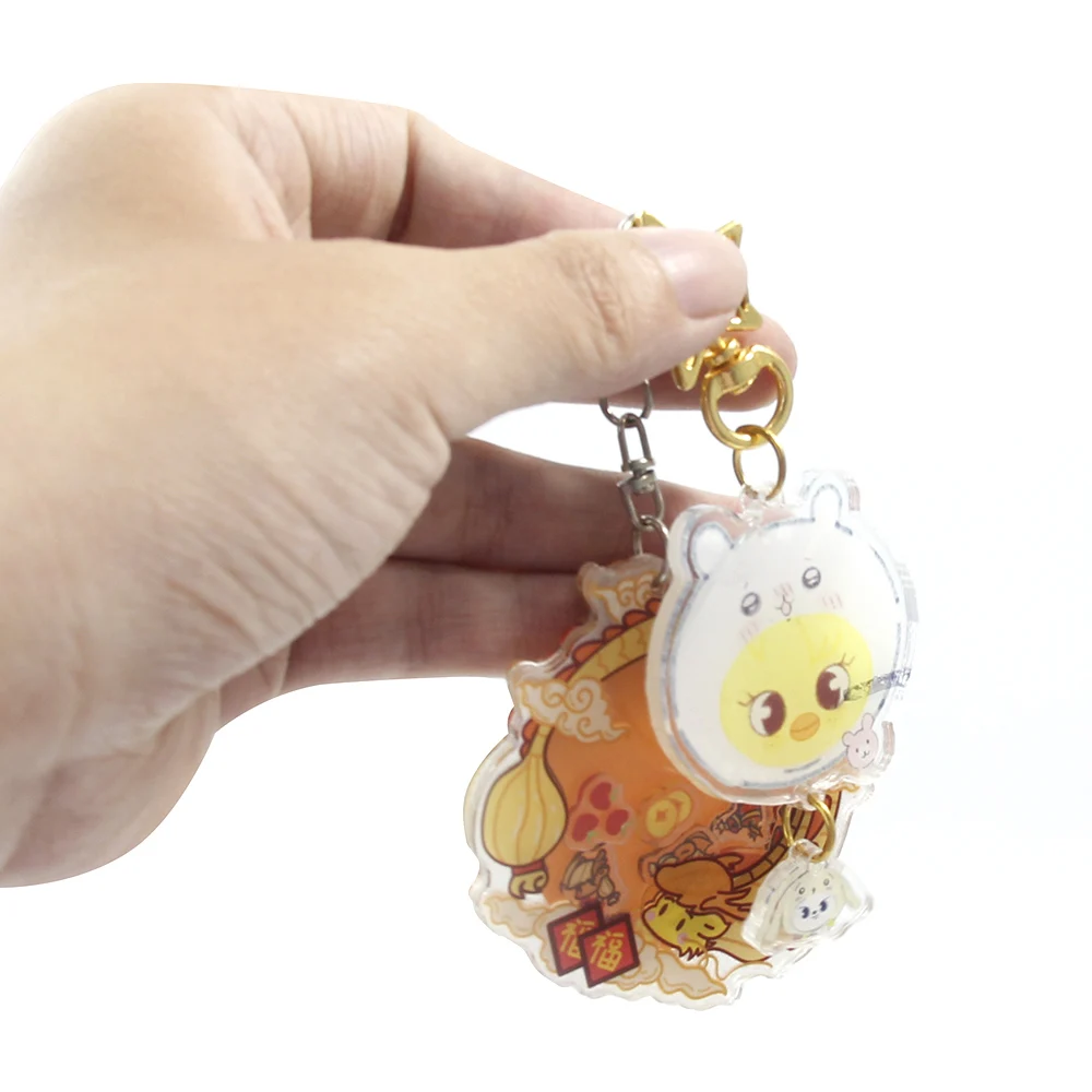 Cute Acrylic Plastic Customized Cartoon High Quality Wholesale New Logo Hot Sale Cartoon Model Keychain
