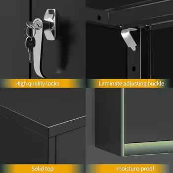 Office Metal Tall Garage Storage cabinet Adjustable Shelves Locking 2 Doors steel cupboard Filing Cabinet