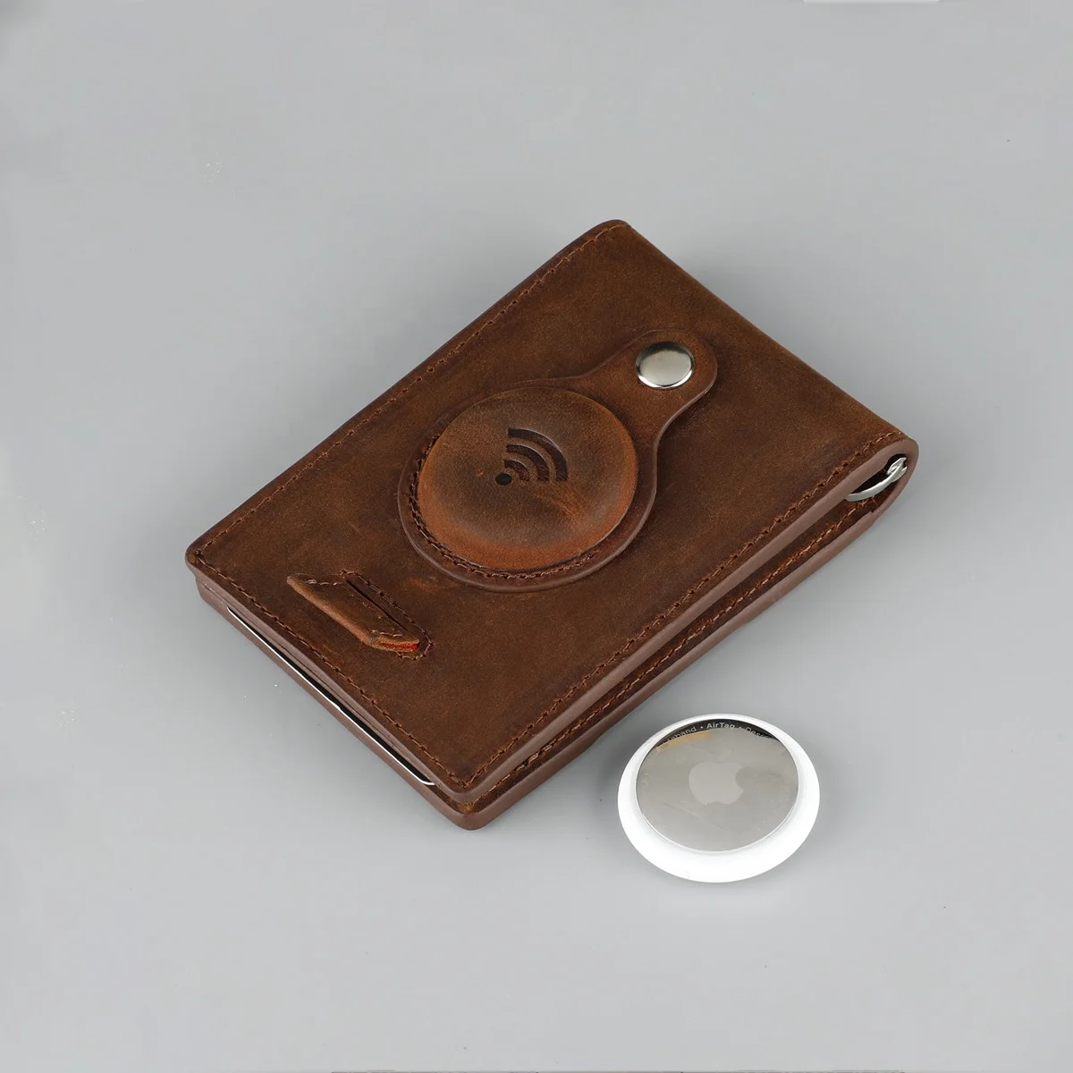  2021 New Airtag Card Holder Wallet Slim Tracking Men For Gift Genuine Leather Travel