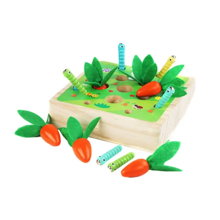 
Wooden Fine Motor Skill Toys Carrot Shape Size Sorting Games 