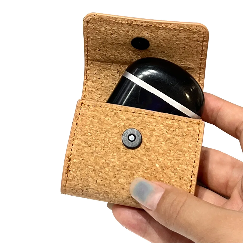 Натуральный экологичный пробковый чехол для наушников с Bluetooth Airpods карабином переносные маленькие наушники-вкладыши сумка хранения