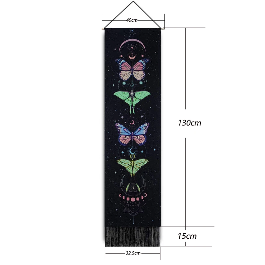 Bohemian Moon Phase Woven Vertical Tapestry Fabric Blanket Jacquard Wall Hanging For Bedroom Aesthetic