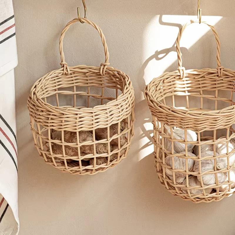 ECO Wall Hanging basket Garlic Onion baskets rattan wicker kitchen basket storage fruit Baby Toy Storage flower pots & planters