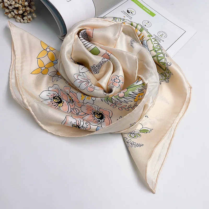 Customized Digital Printing Satin Silk Square Scarf