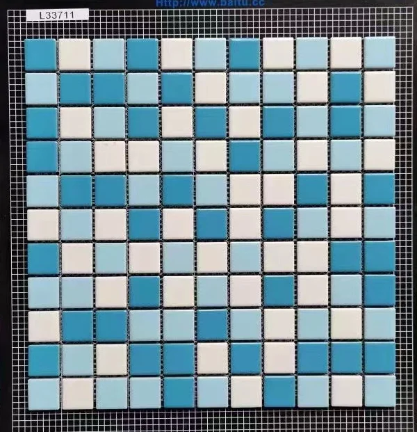 Colorize Factory Wholesale Square Blue Porcelain Glossy Swimming Pool Mosaic Tile Cheap Mixed Luxury Light Blue Mosaico Piscina