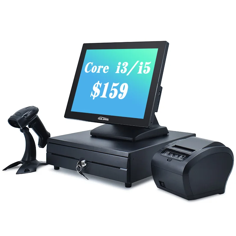 Capacitive Touch Screen 15 Inch Black Cash Register POS System Machine