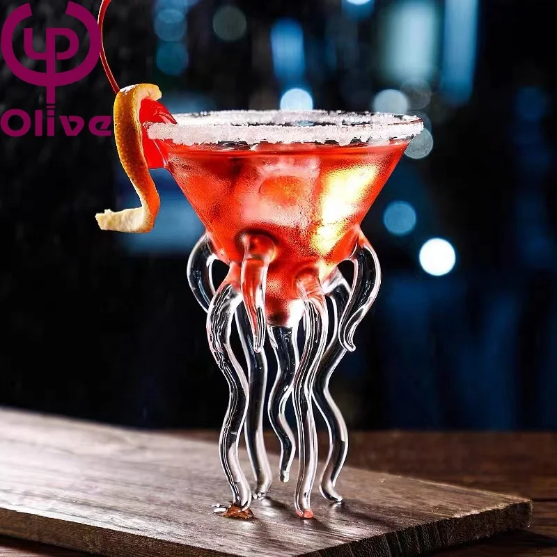High Borosilicate Glass Drinkware Wine Goblet Wedding Transparent Jellyfish Margarita Martini Glass Bar Octopus Cocktail Glass
