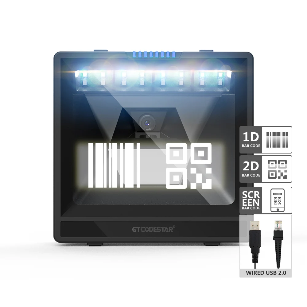 Brand 2D Omnidirectional Desktop Barcode Scanner Large window Scanning Barcode Reader