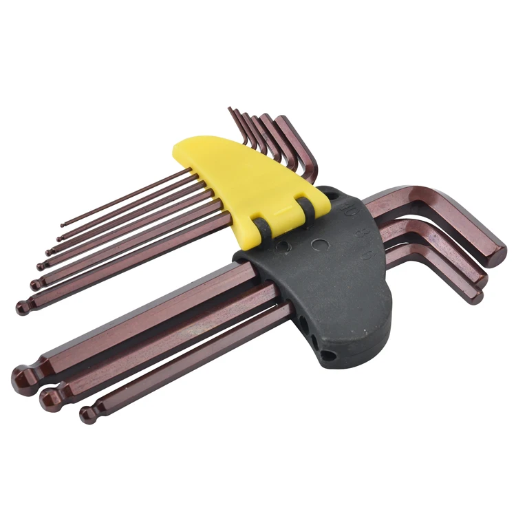 High quality wrench bronze brown color Ball end Hex Key allen  key wrench set