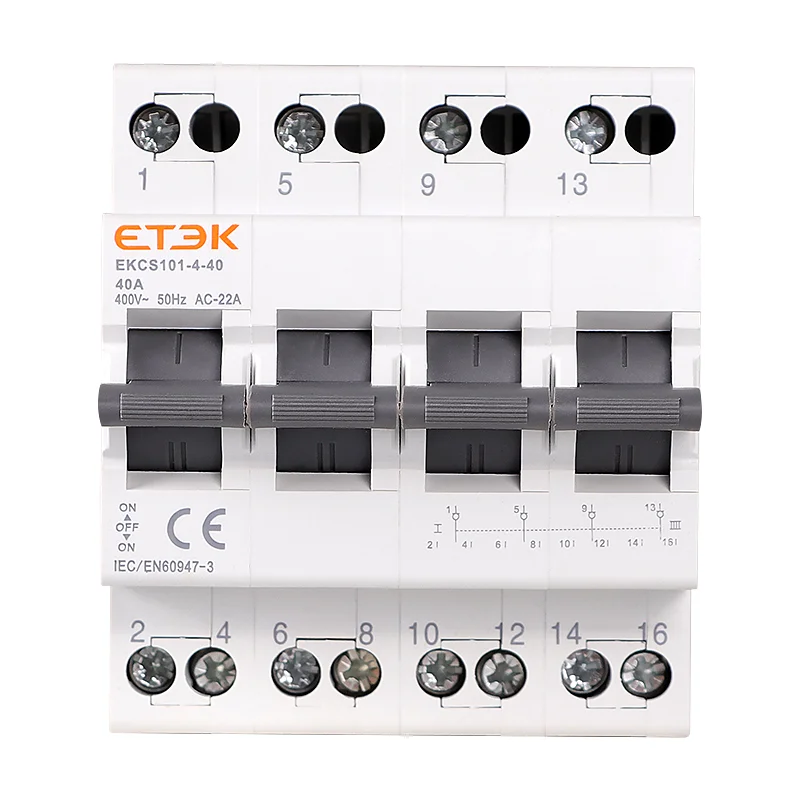 ETEK EKCS101 max.63 A Din Rail MTS двойной переключатель питания ручной модульный блокировки