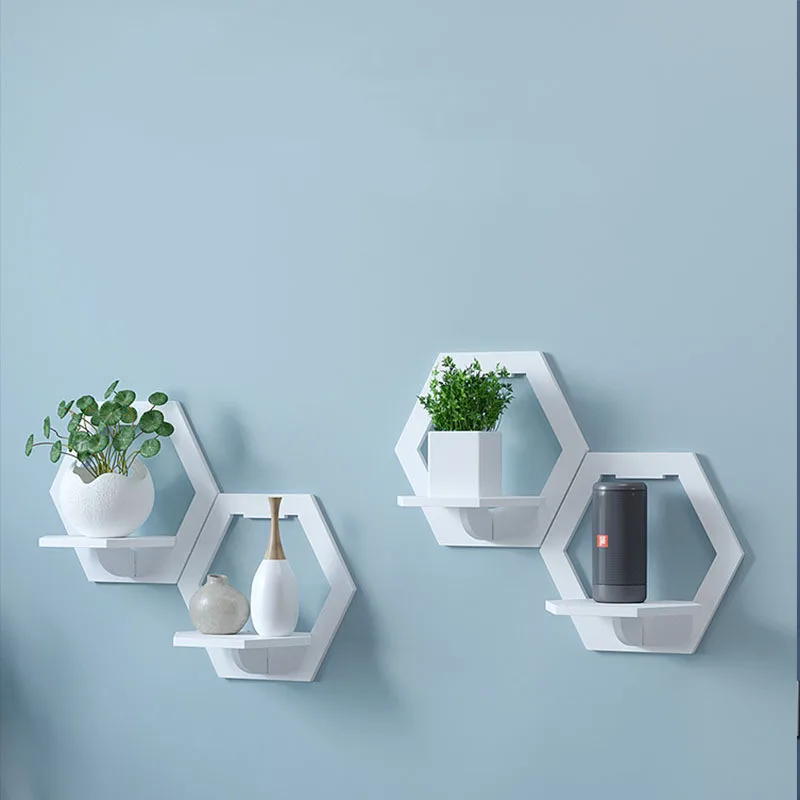 Mountable PVC White Wall Shelves Home Decor Wall Mounted Shelf Simple Style