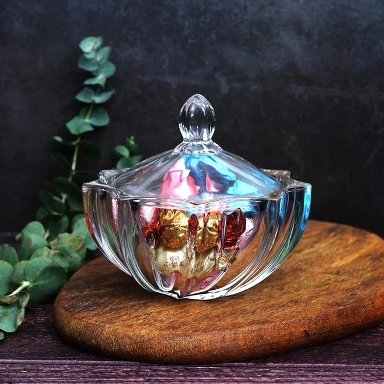 New products popular glass candy jar set cystal