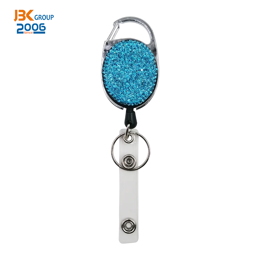 Metal Clip Key Ring Sublimation Retractable Badge Holder Reel for Medical Nurse Name Card Keychain Custom Glitter Rhinestone JBK